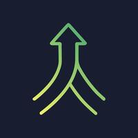 Converging paths rising as one. Icon symbol illustration vector