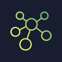 Decentralized network with glowing nodes. Icon symbol illustration vector