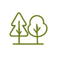 Evergreen and deciduous trees line art. Icon symbol illustration vector