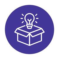 Glowing idea springs from open box. Icon symbol illustration vector