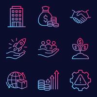 Gradient business icons representing enterprise. Icon symbol illustration vector