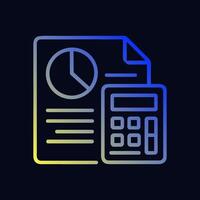 Gradient finance analytics icons dark backdrop. Icon symbol illustration vector