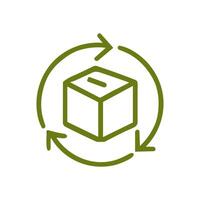 Reusable donation box with rotating arrows. Icon symbol illustration vector