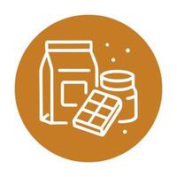 Chocolate jar and bag in circle. Icon symbol illustration vector