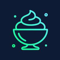 Frosted dessert in a glowing bowl. Icon symbol illustration vector