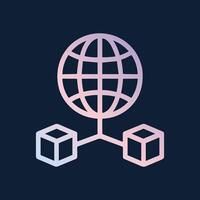 Global Network Connected to Cubes. Icon symbol illustration vector