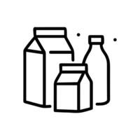Dairy display with assorted containers. Icon symbol illustration vector