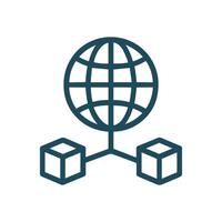 Global network connects distributed resources. Icon symbol illustration vector