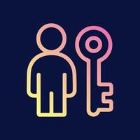 Access with person and key. Icon symbol illustration vector