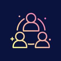 Connected icons representing a collaborative group. Icon symbol illustration vector