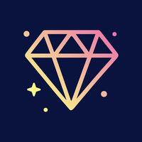 Gradient diamond sparkles on navy. Icon symbol illustration vector