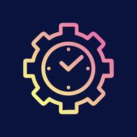 Cog clock Timeless work process. Icon symbol illustration vector