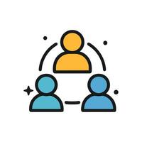 Triangular Collaboration A colorful connection of people. Icon symbol illustration vector