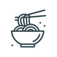 Bowl of noodles with chopsticks. Icon symbol illustration vector