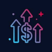 Ascending fortunes illuminated by colorful gradients. Icon symbol illustration vector
