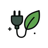 EcoFriendly Power Source Illustration with Leaf. Icon symbol illustration vector