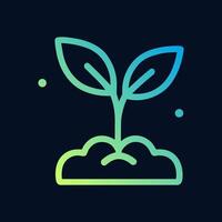 Gradient seedling sprouts from earthy mound. Icon symbol illustration vector