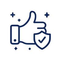 Secure agreement gesture with validation. Icon symbol illustration vector