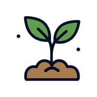 Tiny sprout emerging from earthy soil. Icon symbol illustration vector