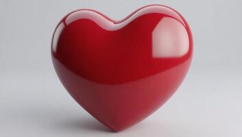 Shiny red heart symbol representing love and passion on a simple background photo