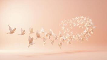 White paper birds flying in a heart shape photo