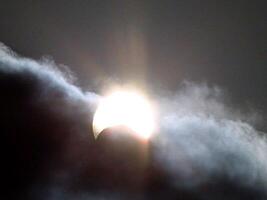 the sun is seen through the clouds during an eclipse photo
