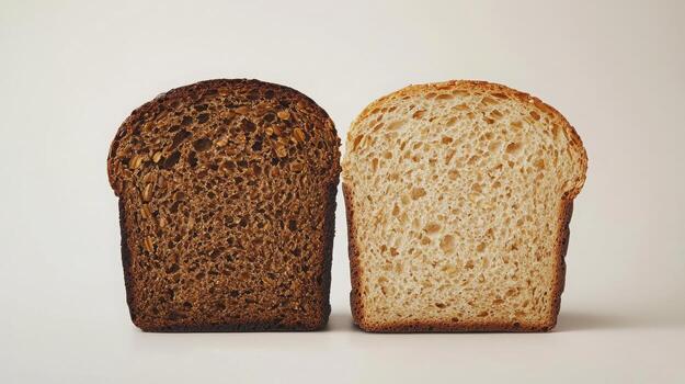 Side by Side Comparison of Two Different Types of Sliced Bread photo