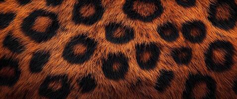 Close-Up of Exotic Leopard Print Texture on Fur Background photo