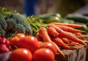A variety of vegetables are displayed on a table photo