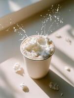 A cup of coffee with whipped cream on top photo