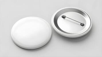 Two white buttons on a gray surface photo
