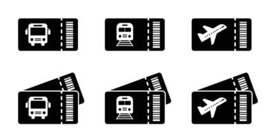 Travel ticket for bus, train and plane ticket . transit ticket collection. Public transport pass set with barcodes Flat design. vector