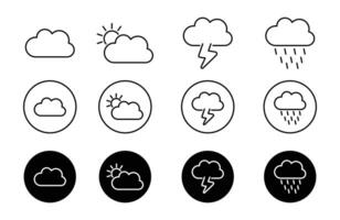weather icon set in thin line. Clouds, wind, rain, sun, weather forecast, illustration. use for web, UI, and mobile apps. vector