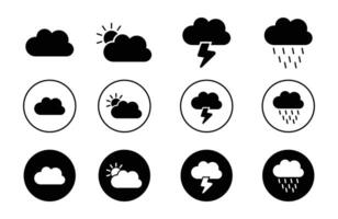 weather icon set. Clouds, wind, rain, sun, weather forecast, silhouette illustration. use for web, UI, and mobile apps. vector