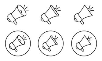 Megaphone icon set. loudspeaker symbol in line style. promotion icon. vector