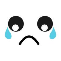 Sad emoticon with tears, expressing sorrow, emotion, and disappointment. vector