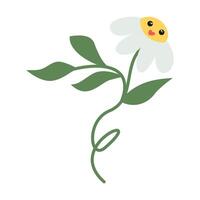 playful element hand drawn of daisy flower character with lovely emoticon set in retno 60s and 70s in groovy style. vector