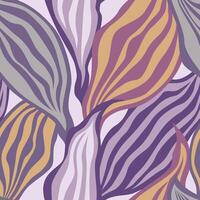 Flourish texture with tropicl leaves stripe facture. Abstract seamless floral nature pattern with dots, lines and petals. Ornamental artistic stylish tiled background. vector