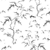 Flourish hand drawn line seamless pattern. Branch with leaves ornamental line art drawing texture. Flourish nature summer garden textured background vector