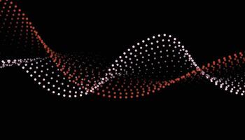 A wave of red and orange dots on a black background vector