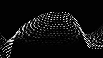Abstract wave background with dots on black background vector