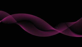 Abstract pink wave background with black background vector
