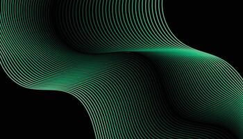 Abstract green lines on black background vector