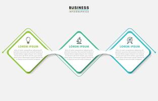 Rounded square infographics design template with 3 steps or options vector