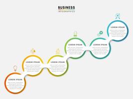 Circular infographics design template with 6 icons or steps vector