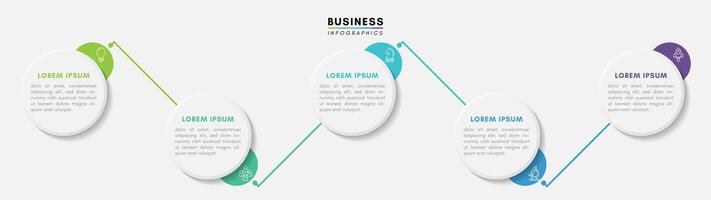 Circular infographic label design template with icons and 5 options or steps vector