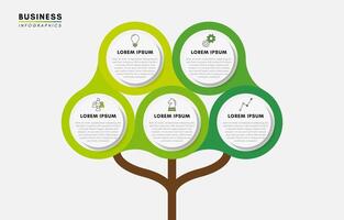 Business infographics design template, Tree diagram with 5 steps or options vector