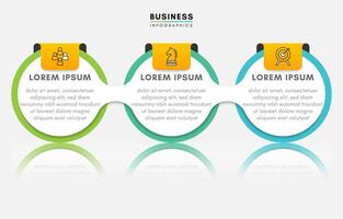 Circular infographics design template with 3 steps or options vector