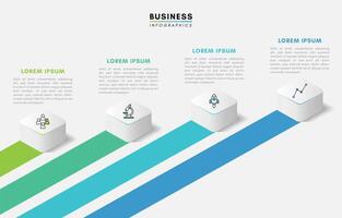 Modern business infographic design template with 4 steps or icons vector