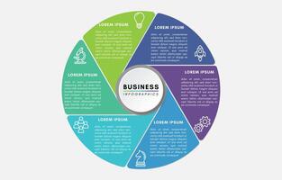 Strategic business infographic, circular data visualization with 6 steps or icons vector